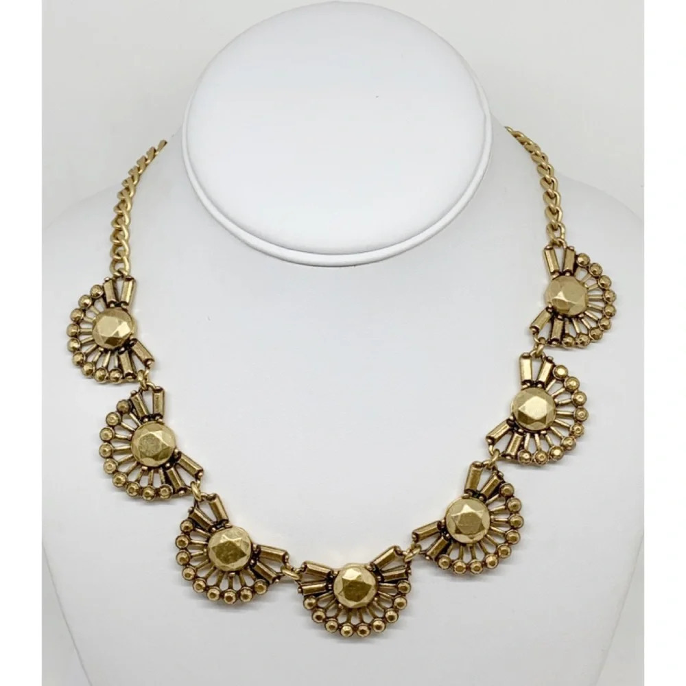 J. Crew Gold Fan Cluster Necklace